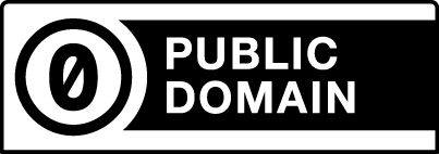 Inside a circle, there's a 0. Logo has words "PUBLIC DOMAIN" on a black background.